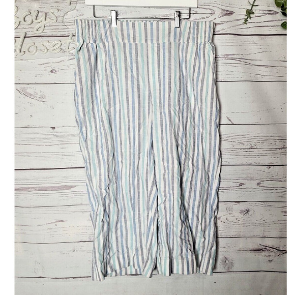 Lane Bryant Multicolor Striped 100% Cotton Pull On Cropped Pants Womans Size 16 - Picture 1 of 4